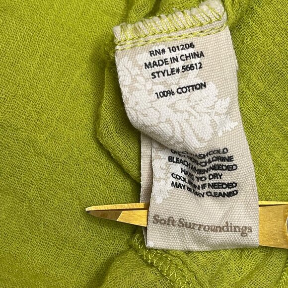 Soft Surroundings Siesta Key Tunic Top Women's Plus Size 1X Lime‎ 100% Cotton - Picture 9 of 11
